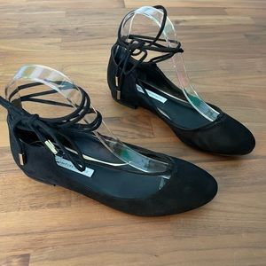 Diane Von Furstenberg wrapped lace up suede ballet flat